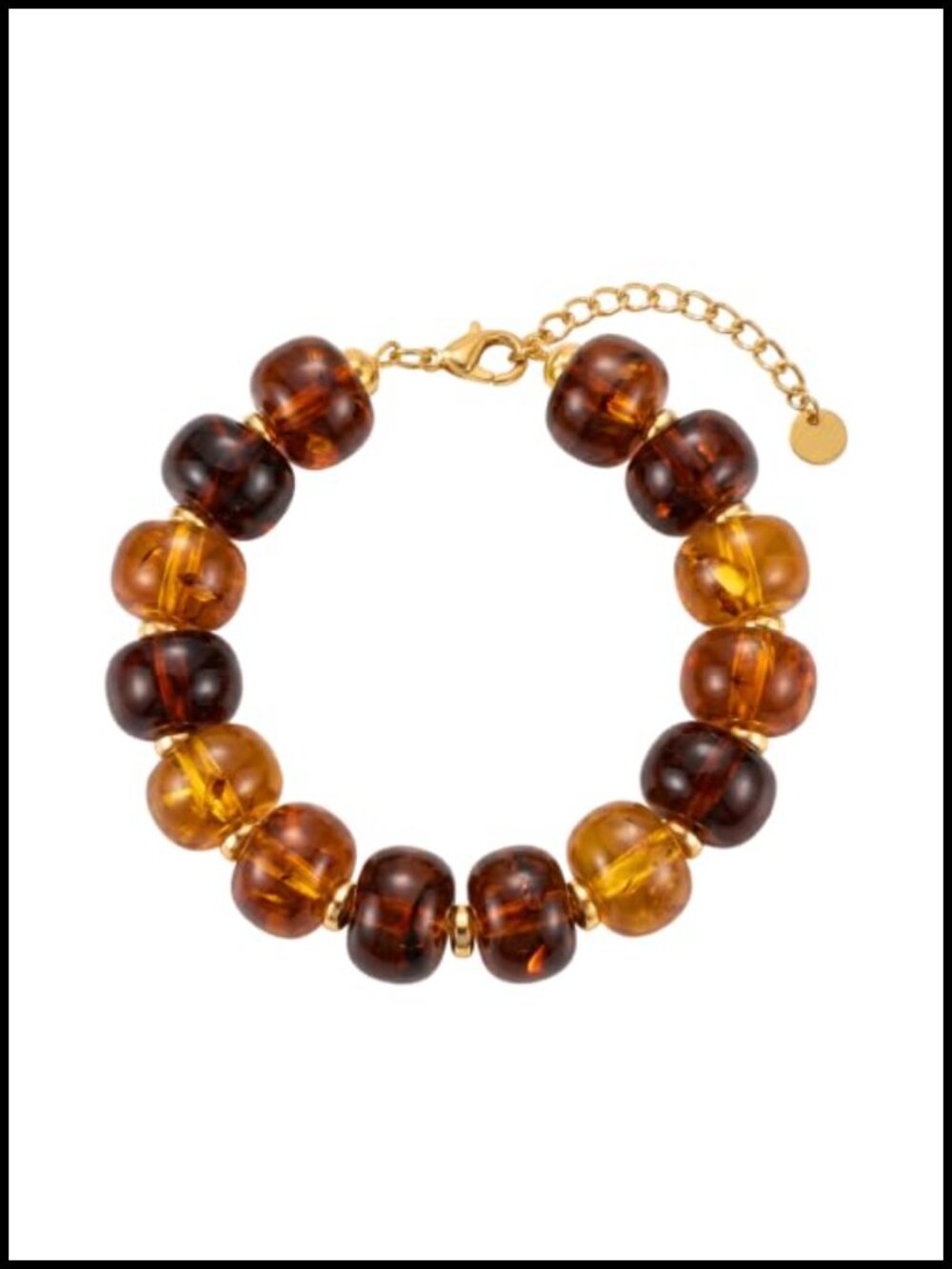 14K Gold Plated Resin Chunky Beaded Stretch Bracelet Women Statement Jewelry